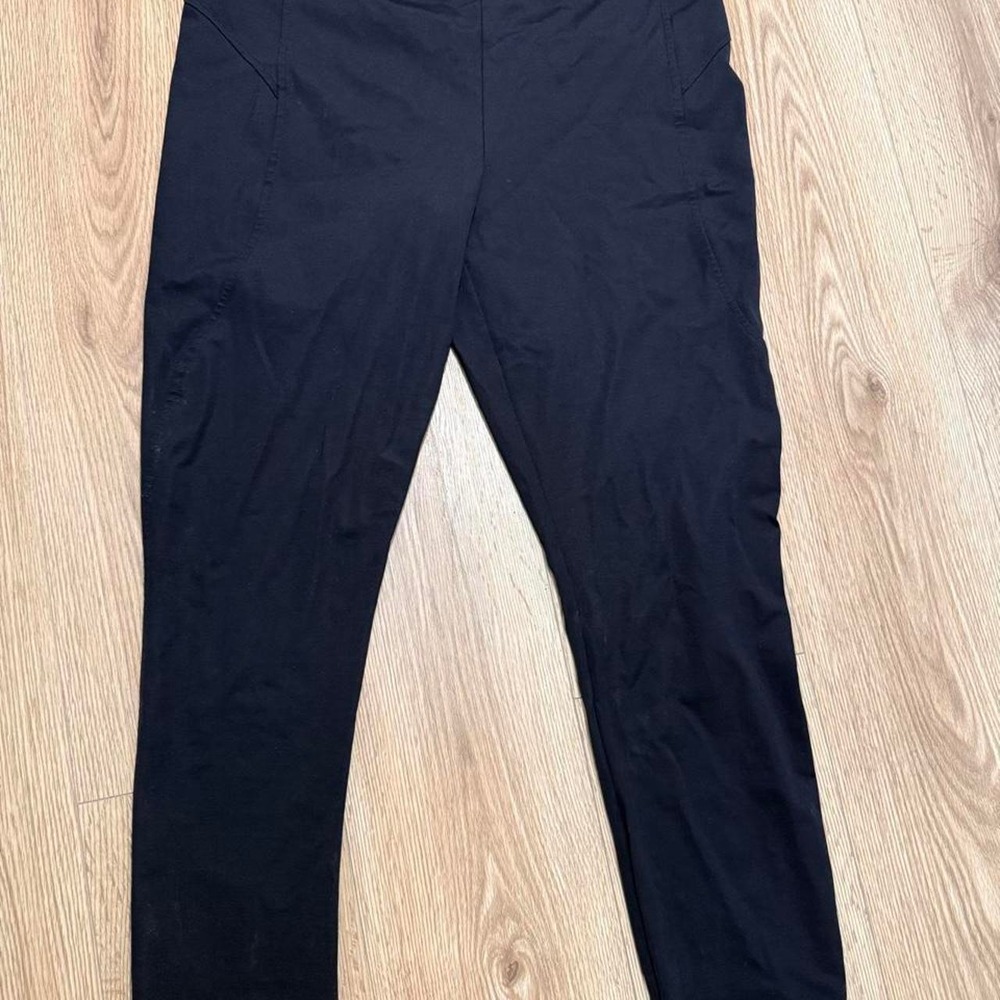 Tommy Hilfiger Black Stretch Pull On Leggings XL Silver Logo Charm Comfort Pants